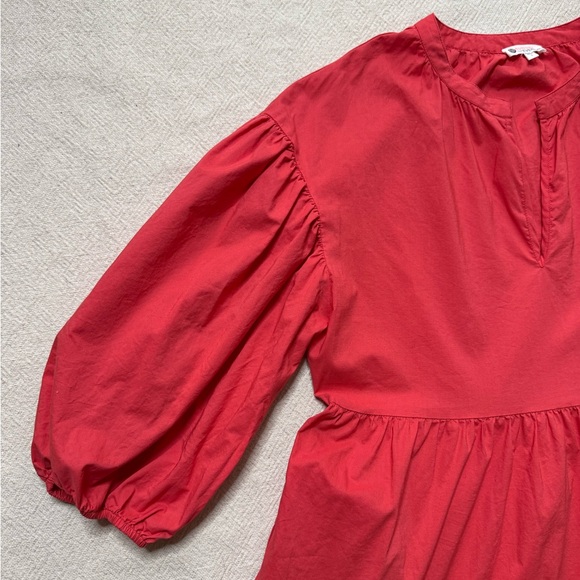 Sundry for Evereve The Anywhere Red Tiered Crisp Cotton Mini Dress S - Picture 4 of 8
